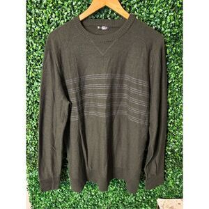 SmartWool Green Stripe L/S Crewneck Nylon Wool Acrylic Sweater Mens Sz Large